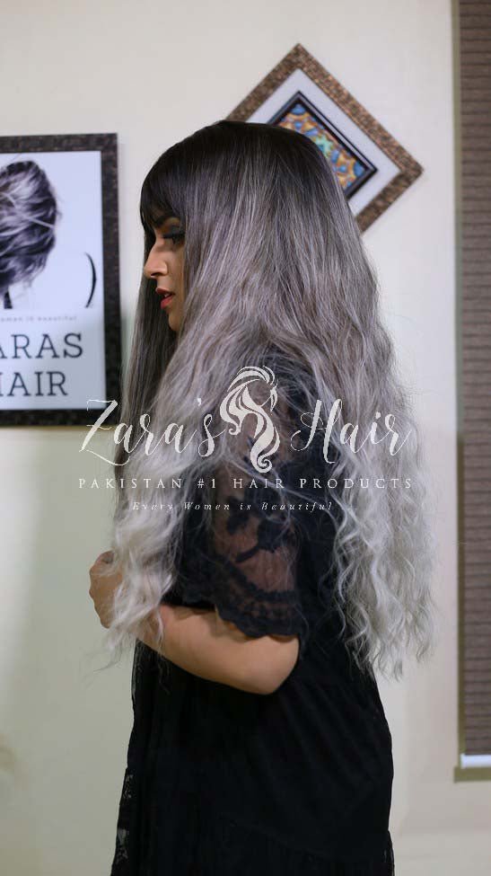 ZARAS HAIR- Blond Omber Long Curly Bangs Wig