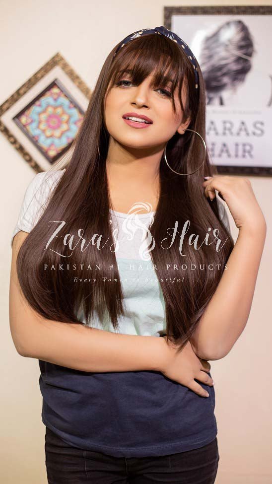 ZARAS HAIR- Burgundy Brown Long Straight With Bangs