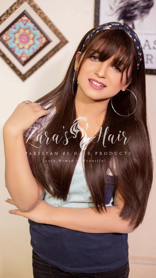 ZARAS HAIR- Burgundy Brown Long Straight With Bangs