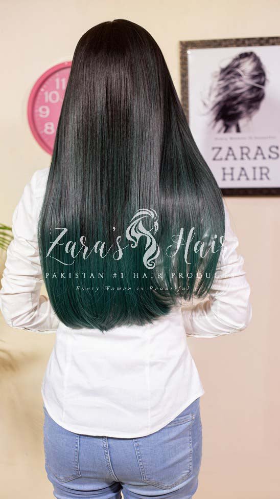 ZARAS HAIR- Green Omber Straight Bang Wig