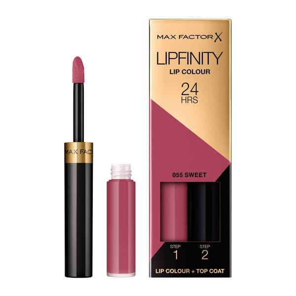 Max Factor- Lipfinity Lip Colour Lipstick, 2-Step Long Lasting, 055 Sweet, 2.3 Ml + 1.9 G