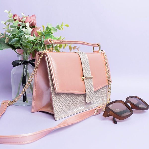 Shein - Shiny Crossbody Bag with Flap - Pink