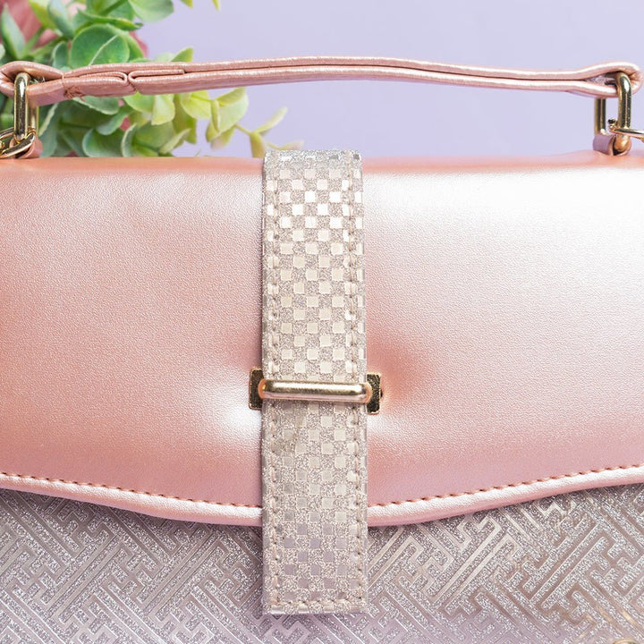 Shein - Shiny Crossbody Bag with Flap - Pink