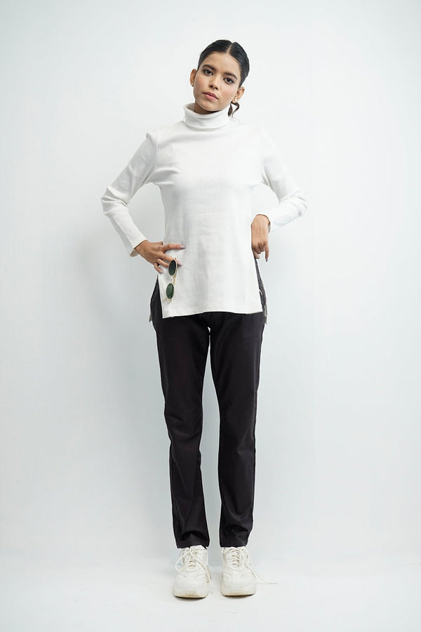 VYBE-Long Turtle Neck-White