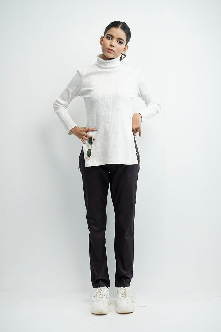 VYBE-Long Turtle Neck-White