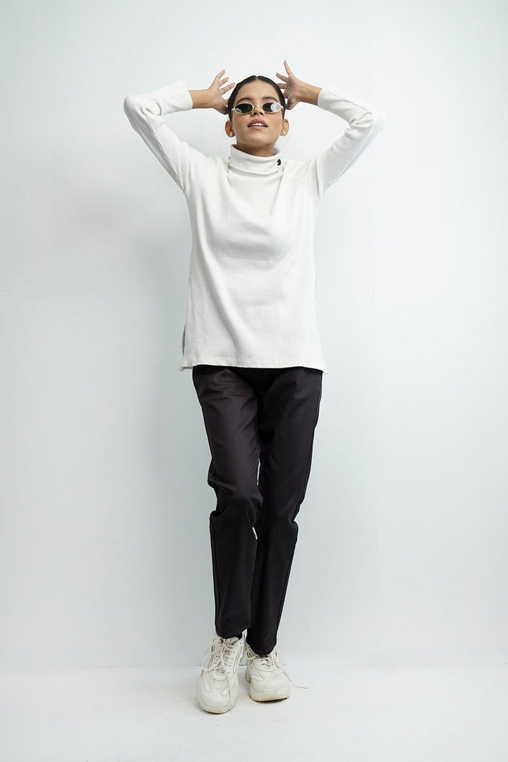 VYBE-Long Turtle Neck-White
