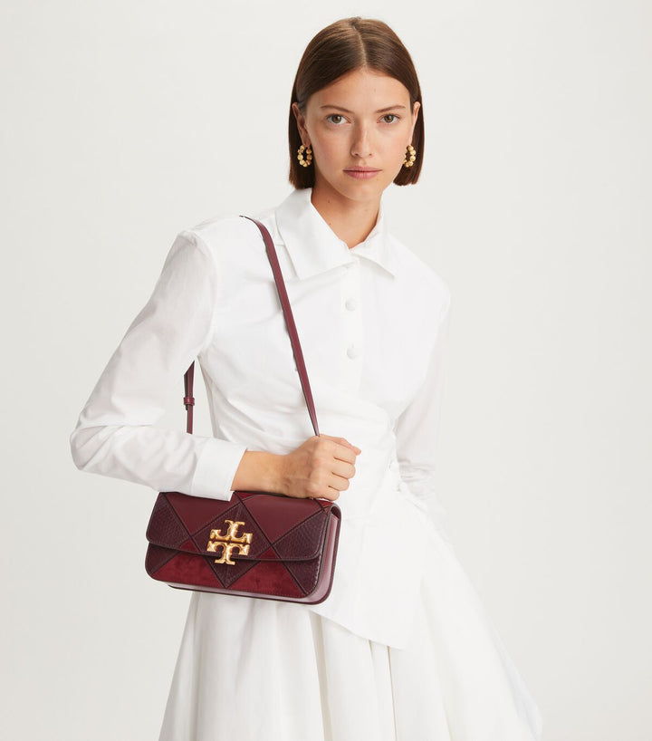 Tory Burch Eleanor Patchwork Rectangular bag Beetle berry multi