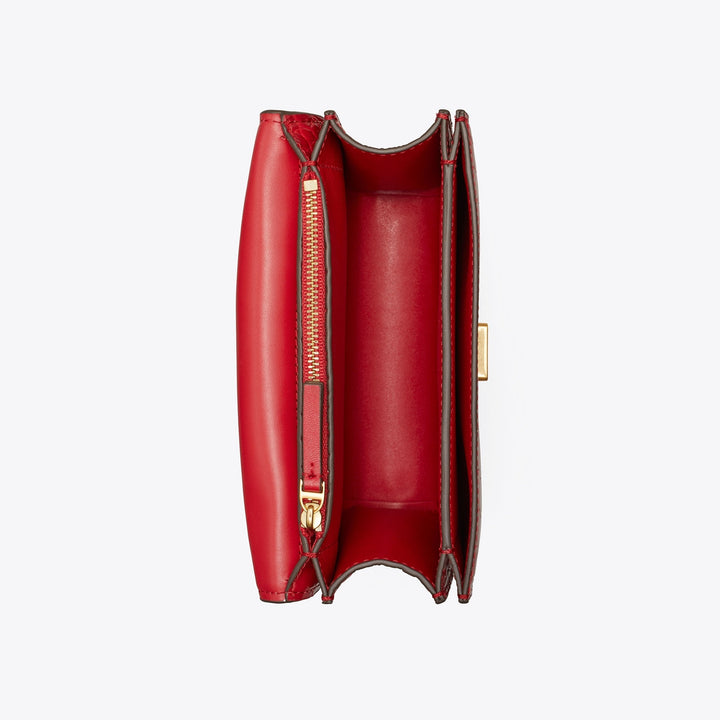 Tory Burch Eleanor Embossed small Convertible Red stone