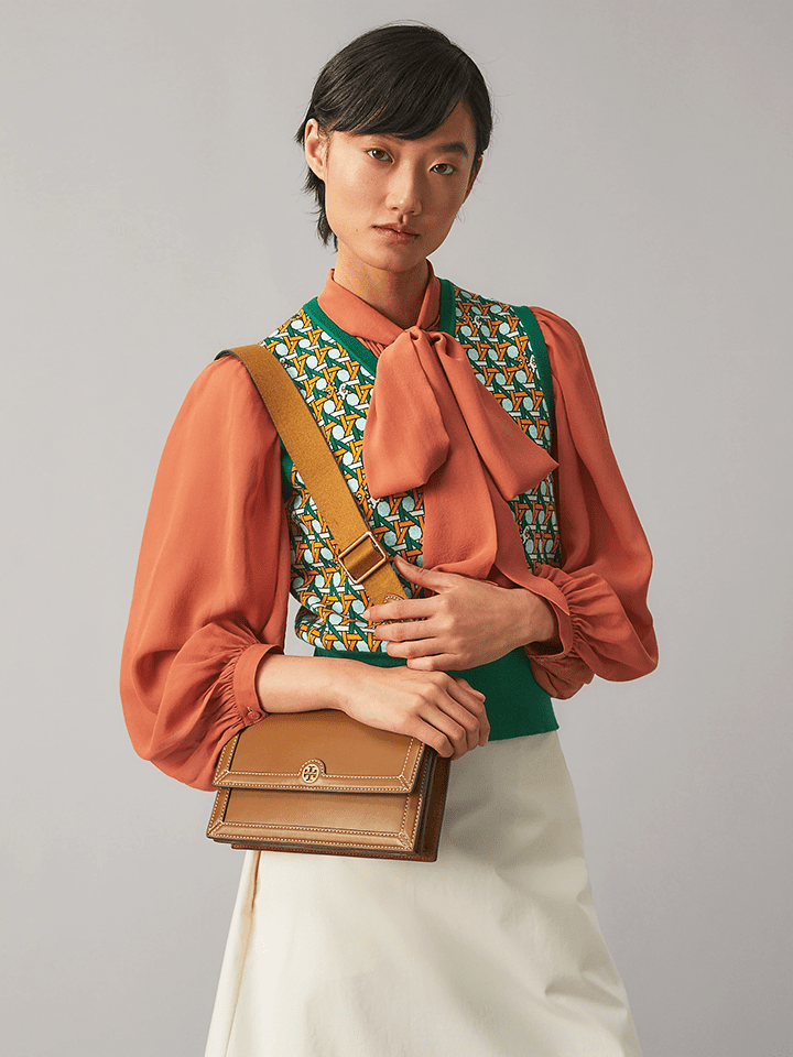 Tory Burch- eleanor textured small convertible bag Combread