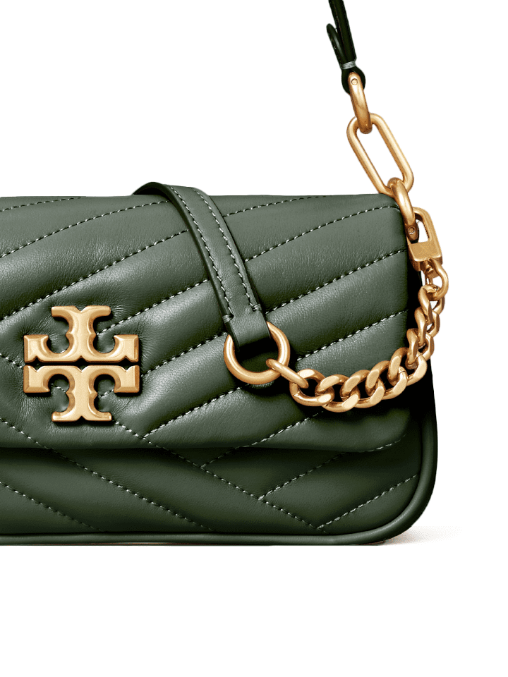 Tory Burch Kira Chevron small flap shoulder bag Sycamore/Rolled Gold