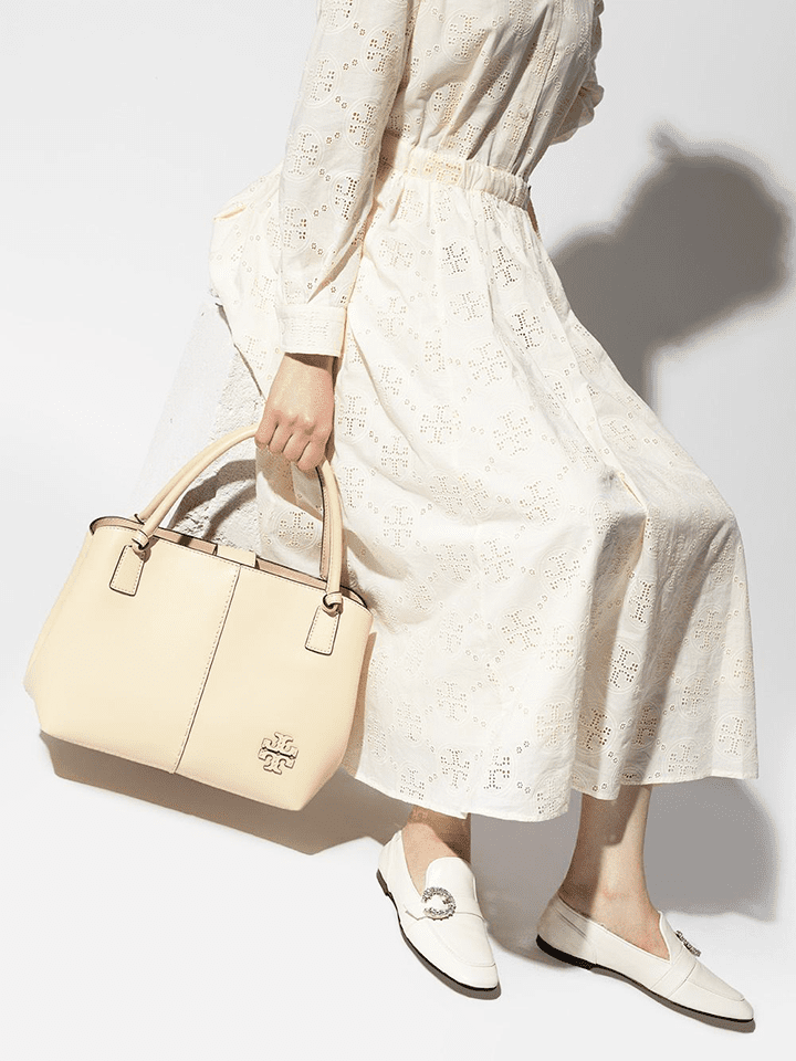 Tory Burch McGraw block mini Satchel Butter milk