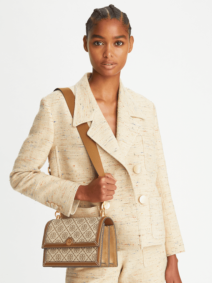 Tory Burch-T monogram Jacquard Shoulder Bag Hazel