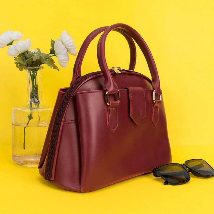 Shein- Crossbody Bag With Metallic Decor-Maroon