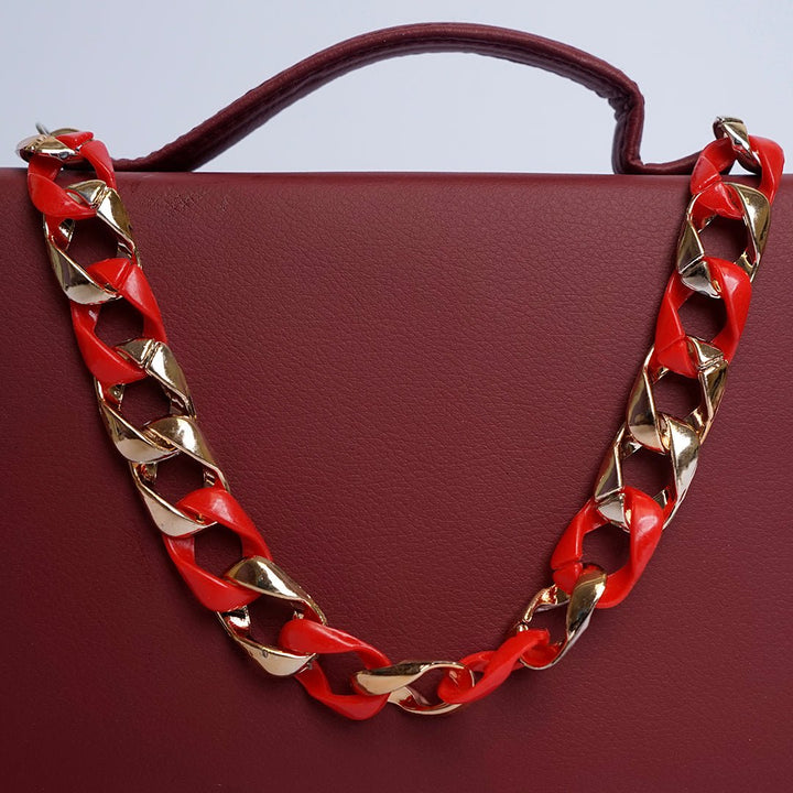 Shein- Square Geometric Maroon Crossbody Bag