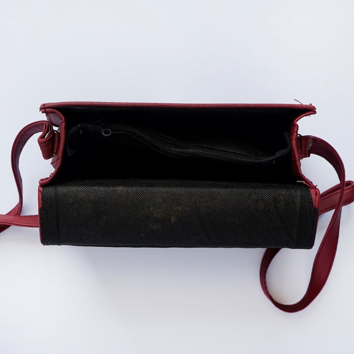 Shein- Square Geometric Maroon Crossbody Bag