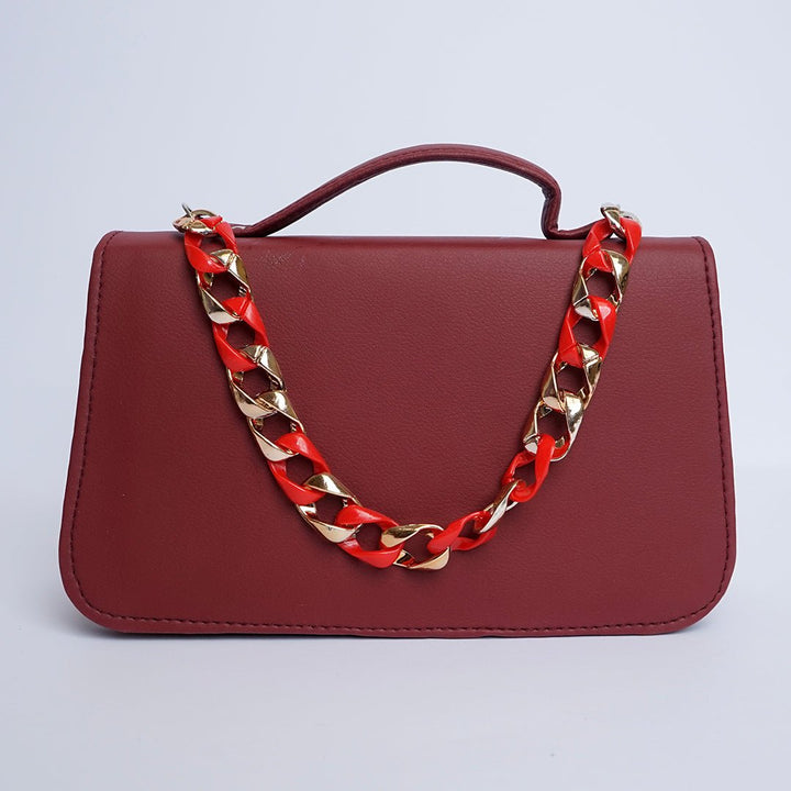 Shein- Square Geometric Maroon Crossbody Bag