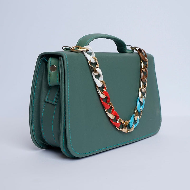 Shein- Square Geometric Green Crossbody Bag