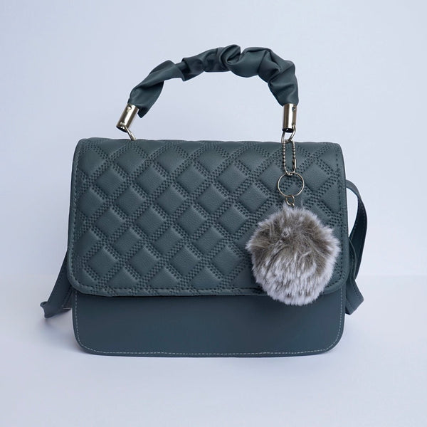 Shein- Crossbody Bag with Pom Pom Gray