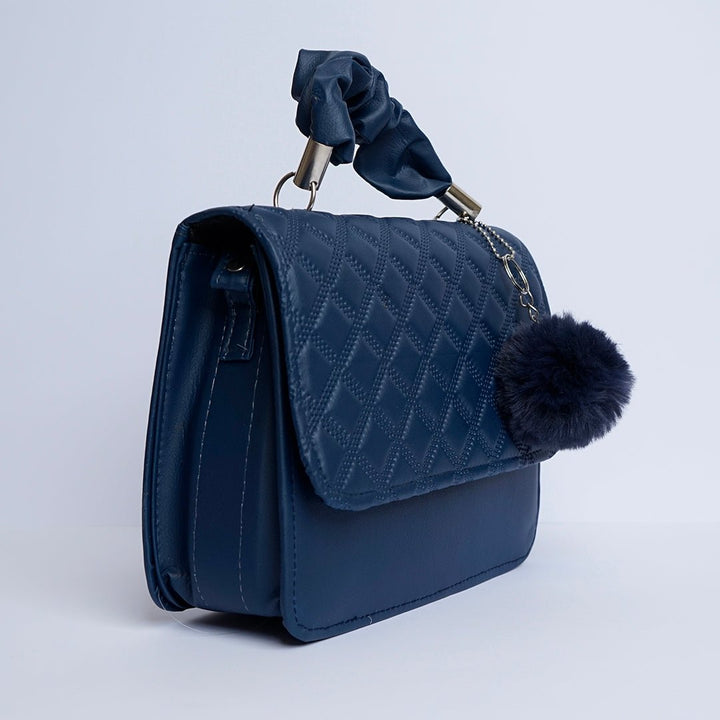 Shein- Crossbody Bag with Pom Pom Blue