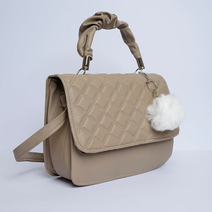 Shein- Crossbody Bag with Pom Pom Beige
