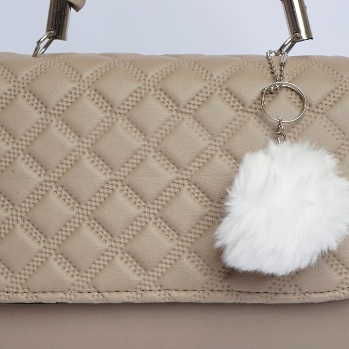 Shein- Crossbody Bag with Pom Pom Beige