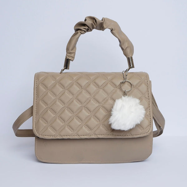 Shein- Crossbody Bag with Pom Pom Beige