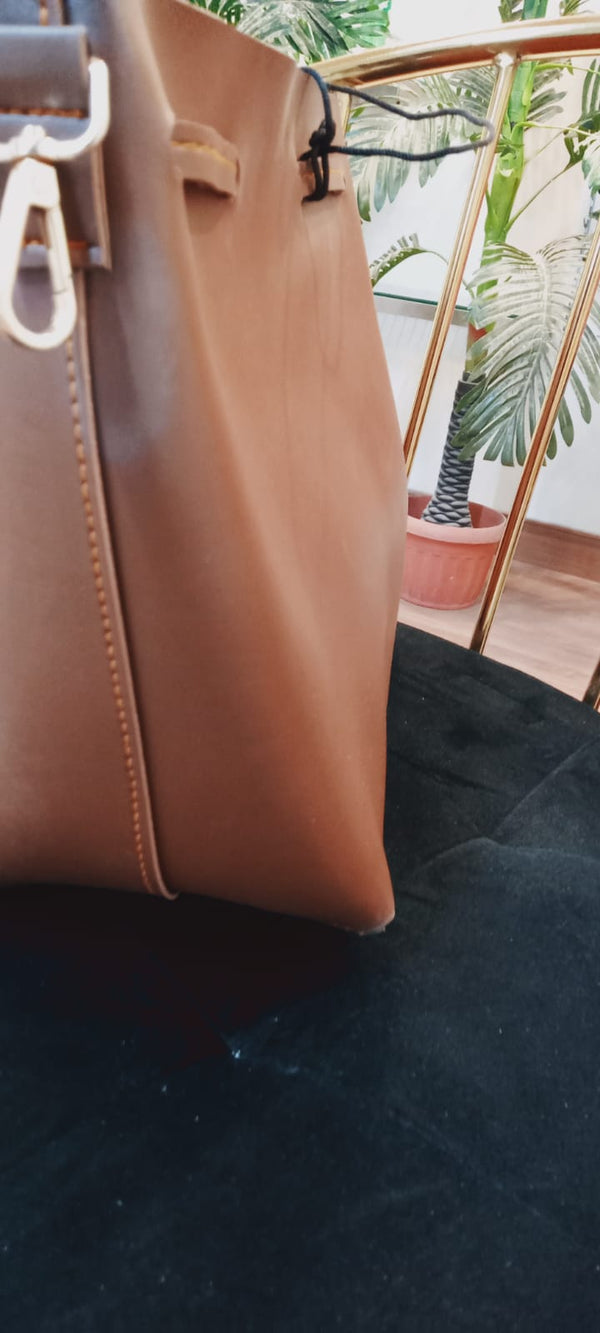 Shein- Brown Big Leather Crossbody Women Beg