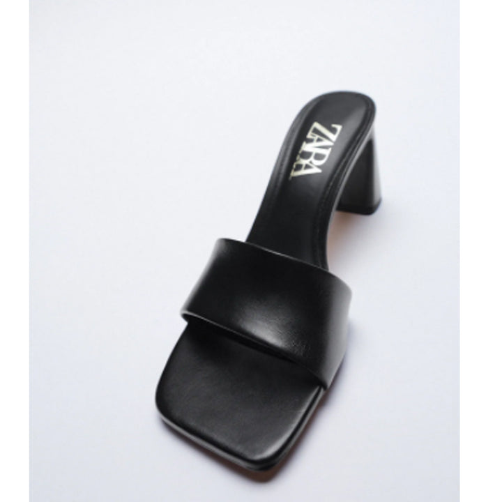 Zara- Leather Block Heel Sandals