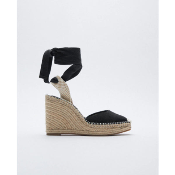 Zara- Tied Raffia Wedges