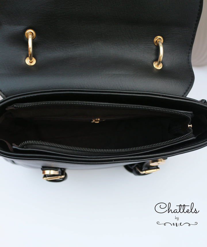 Chattels by M Delilah Crossbody Bag- Black
