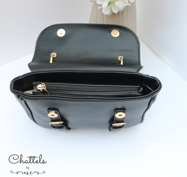 Chattels by M Delilah Crossbody Bag- Black