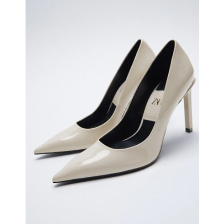 Zara- Faux Patent High-Heel Shoes With Pointed Toe