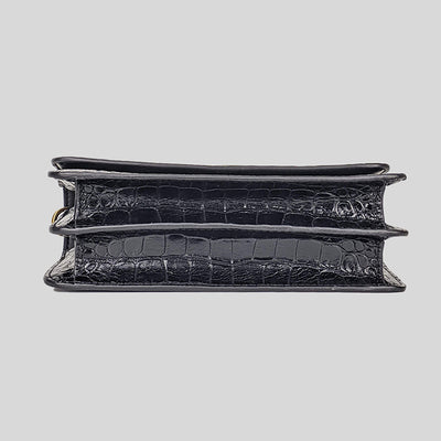 Tory Burch-Britten Croc Adjustable Shoulder Bag Black