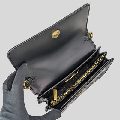 Tory Burch-Britten Croc Adjustable Shoulder Bag Black
