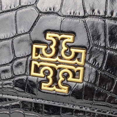 Tory Burch-Britten Croc Adjustable Shoulder Bag Black
