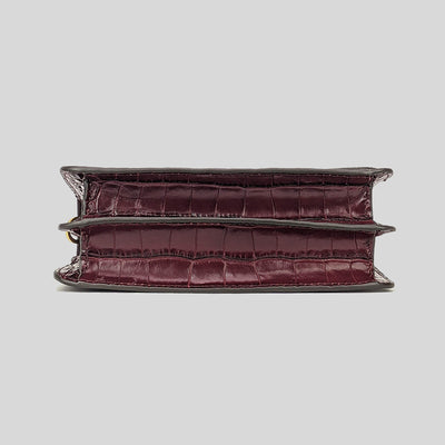 Tory Burch-Britten Croc Adjustable Shoulder Bag Claret