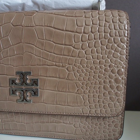 Tory Burch-Britten Croc Adjustable Shoulder Bag Elk