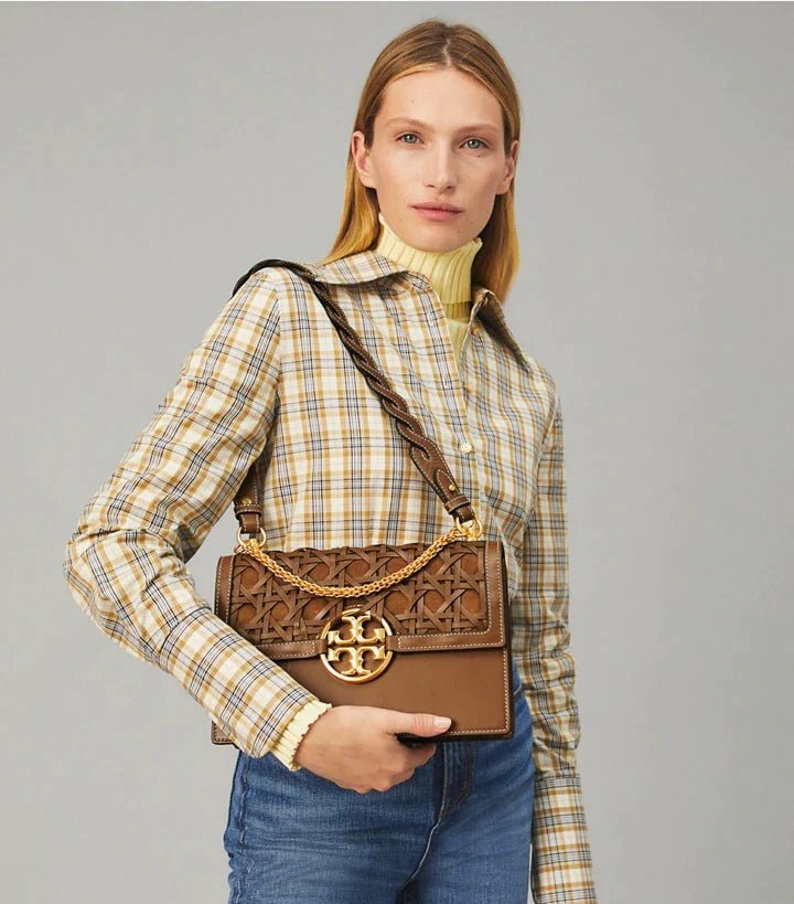 Tory Burch-Miller Basket Weave Shoulde Bag Moose