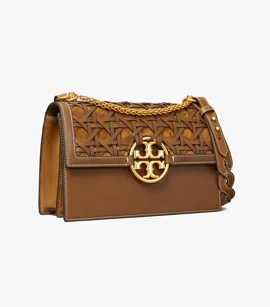Tory Burch-Miller Basket Weave Shoulde Bag Moose