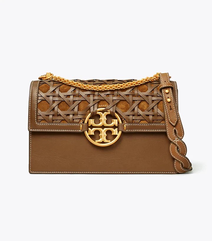 Tory Burch-Miller Basket Weave Shoulde Bag Moose