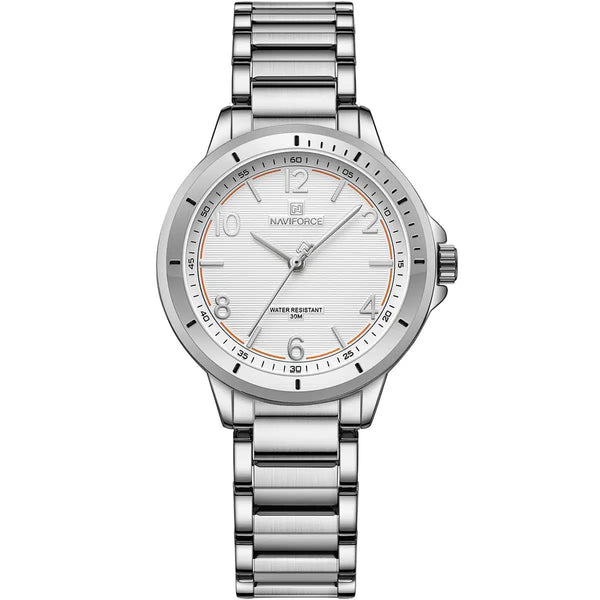Naviforce - NF5021-SWS Wrist Watch For Women For Dream NF5021 With White Dial Metal Belt - Silver
