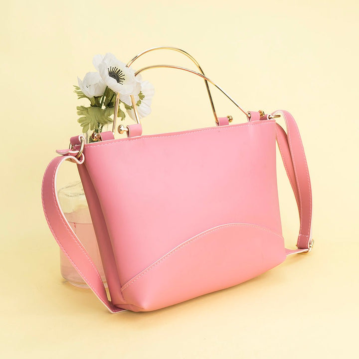 Shein - Leather Crossbody Bag Pink