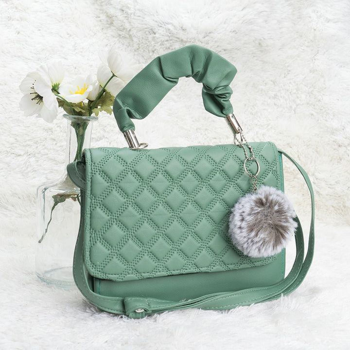 Shein - Crossbody Bag with Pom Pom Green