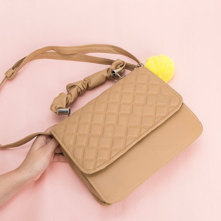 Shein - Crossbody Bag with Pom Pom Fawn