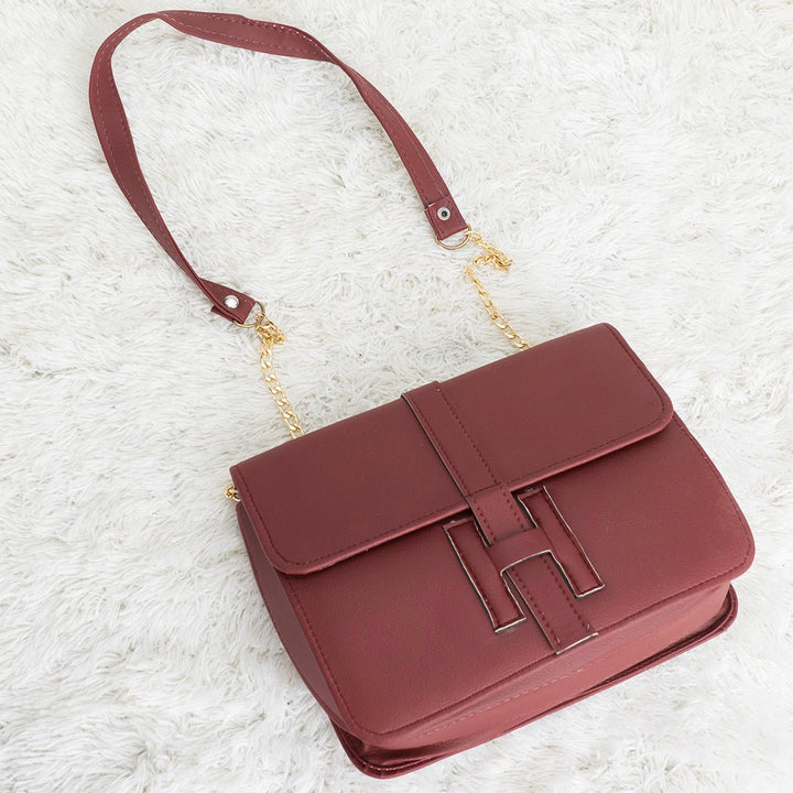 Shein - Leather Crossbody Bag Maroon