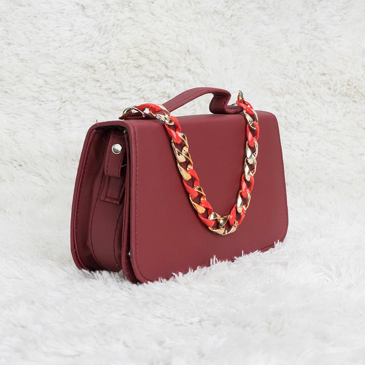 Shein - Square Geometric Maroon Crossbody Bag