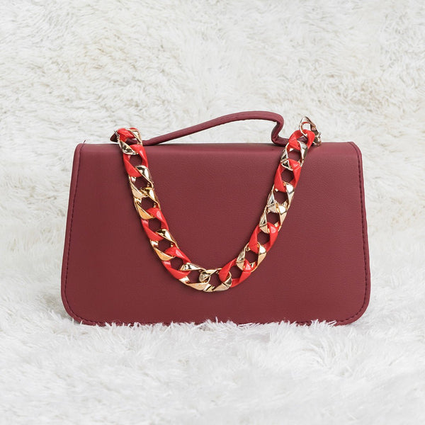 Shein - Square Geometric Maroon Crossbody Bag