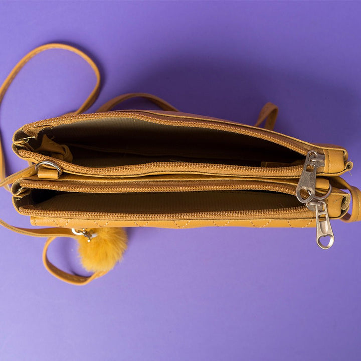 Shein - Light Yellow Crossbody Bag with Pom Pom