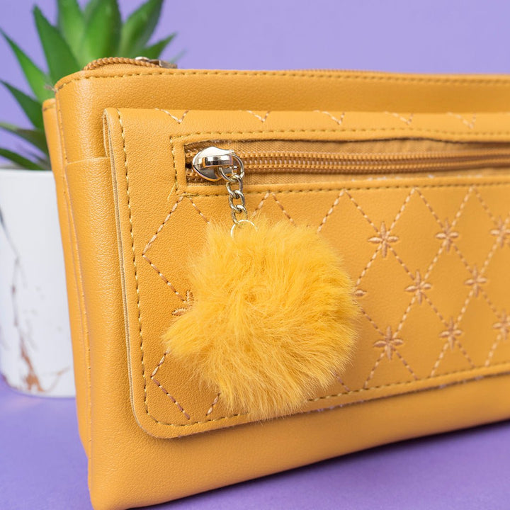 Shein - Light Yellow Crossbody Bag with Pom Pom