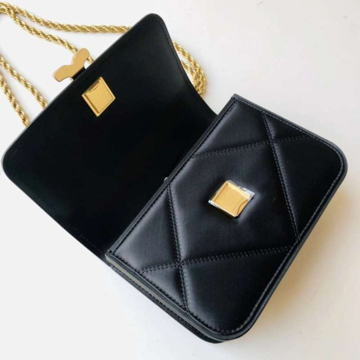 Tory Burch Eleanor Diamond Satin small convertible shoulder bag Black